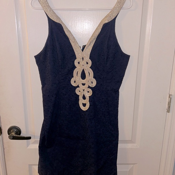 Lilly Pulitzer navy embroidered dress - Picture 1 of 4
